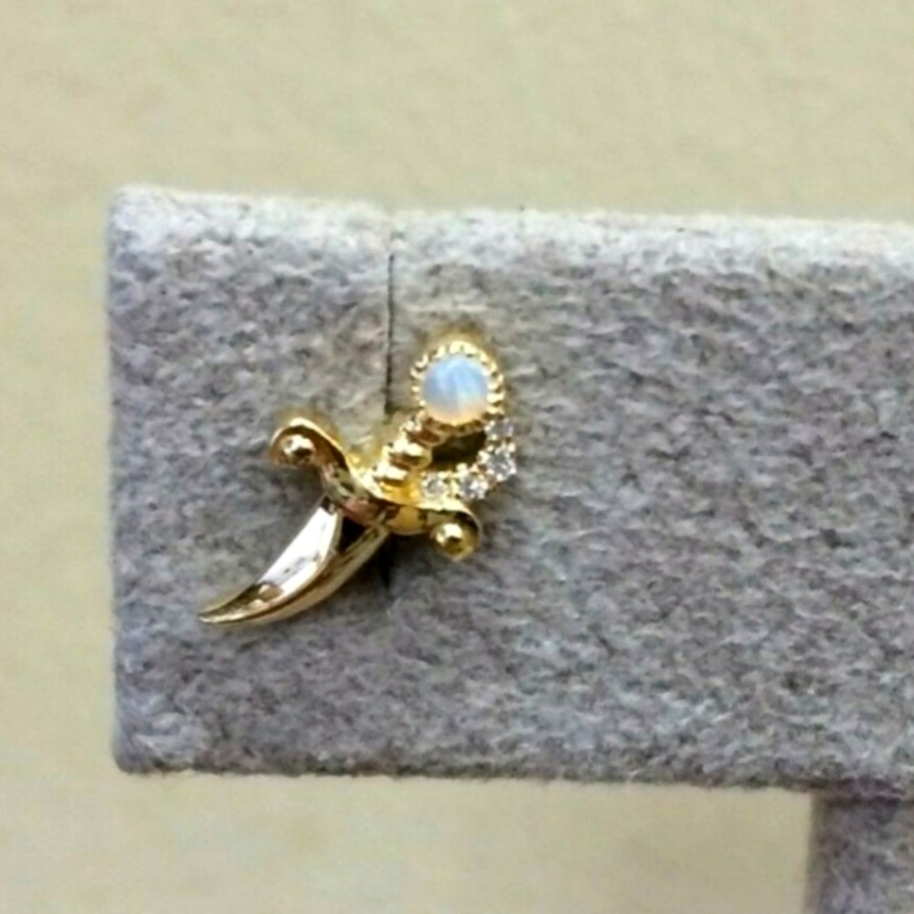 Maria Tash Gold Opal and Diamond Sword stud